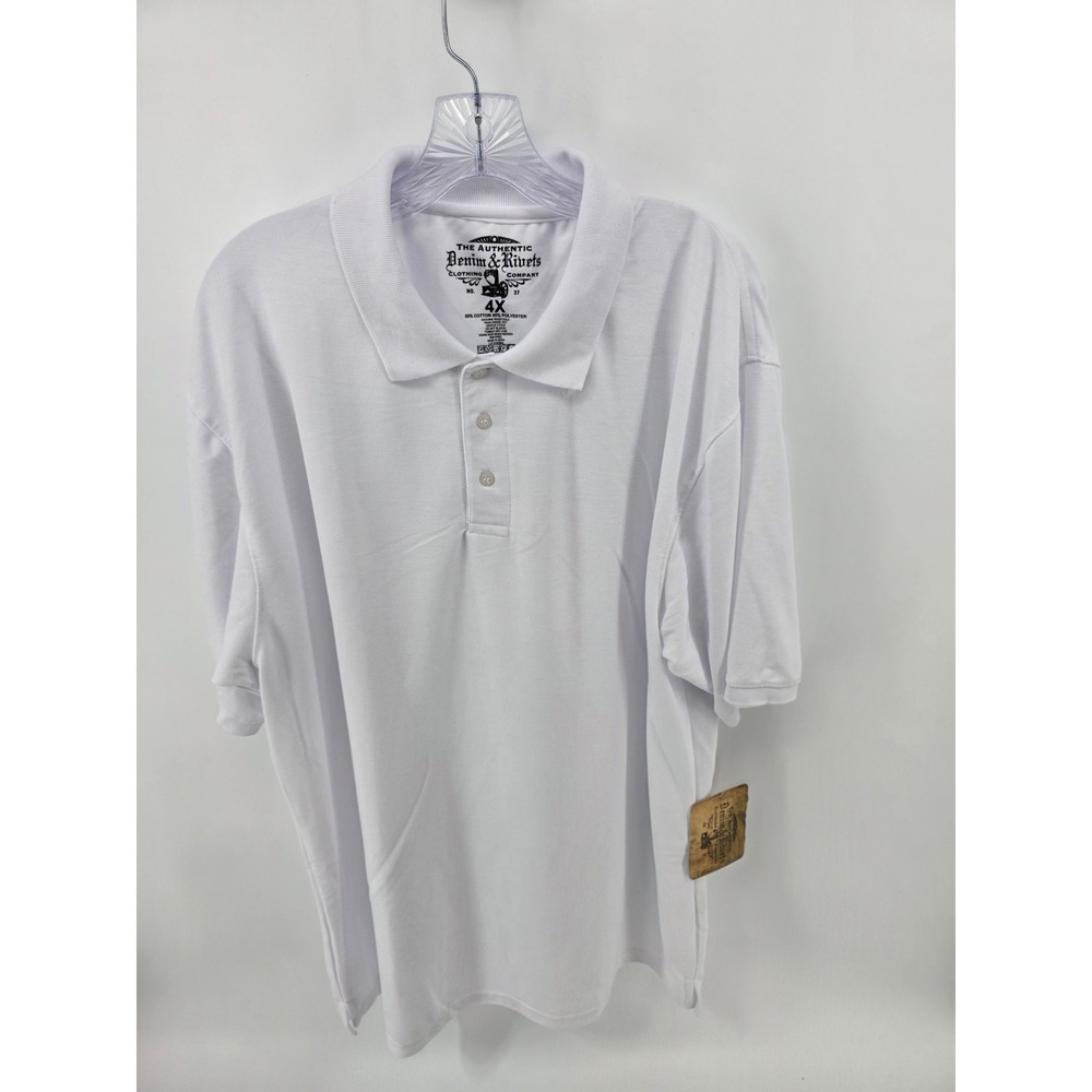 Denim & Rivets Mens White Piqué Short Sleeve Polo Shirt 4X MK9060X